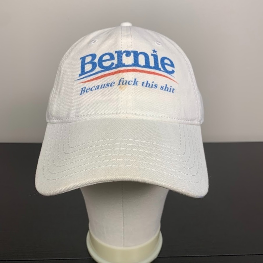 Vintage Bernie Sanders Political Slogan White Cap Hat Otto OS‎